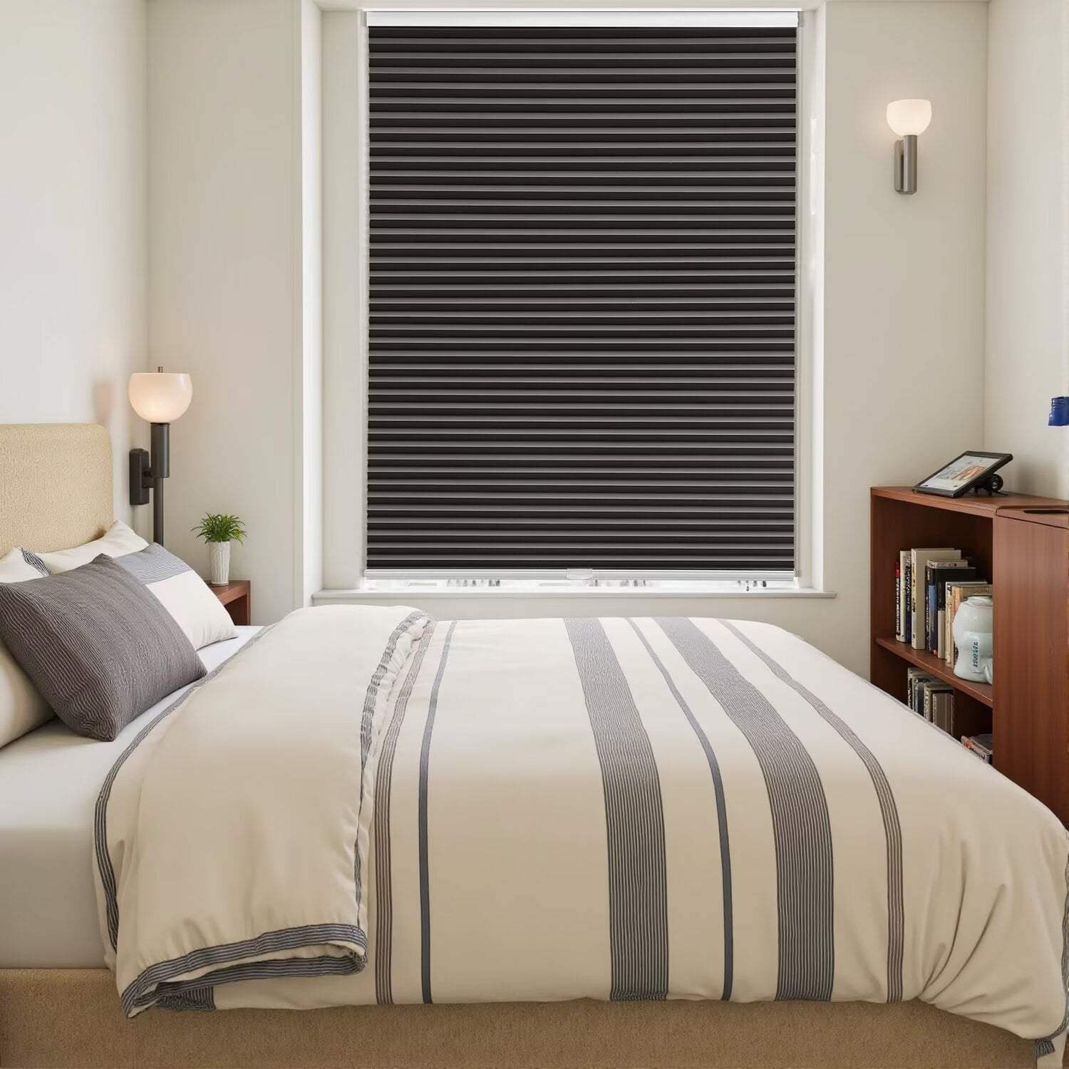 MYshade Cordless Black-36"W*72"H Blackout Cellular Shades 1.5 inch Honeycomb Blinds for Indoor Windows Insulated Noise Reducing Window Shades & Blinds for Home