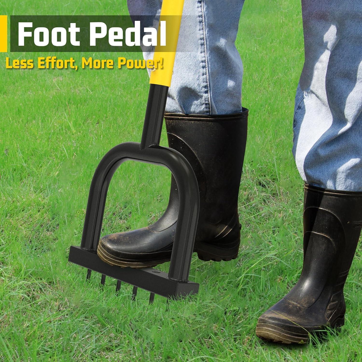 JouZYA 6 mm Spike Manual Yard Weeder, Adjustable, 38”, with Wide Foot Pedal, for Lawn Care