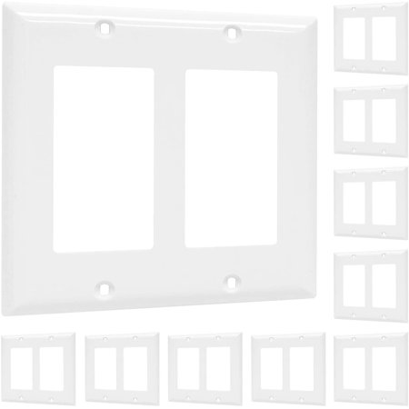 PowerGear  White  Power Gear Double Rocker Switch Wallplate 2 Pack  Unbreakable Nylon  Screws Included  UL Listed  51191