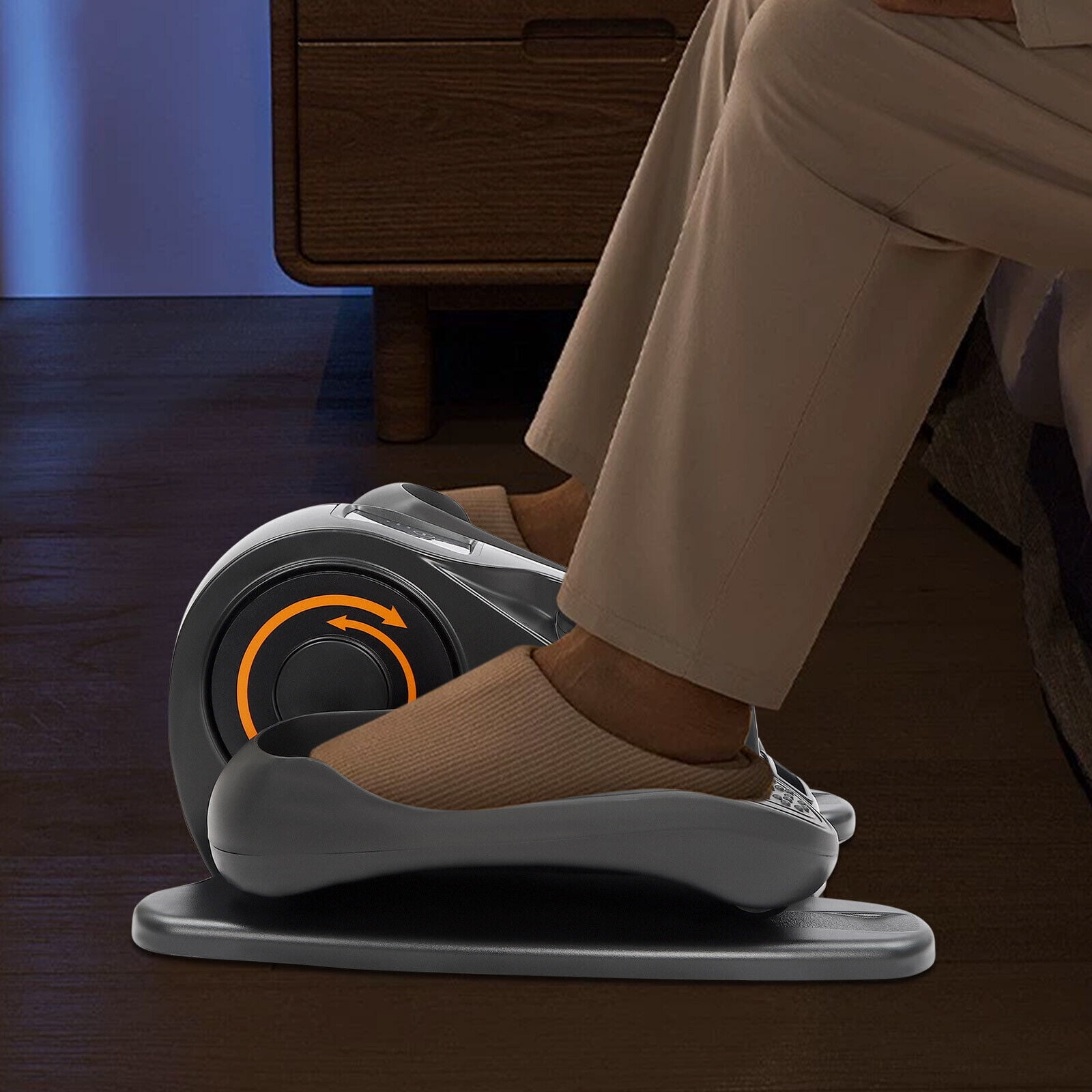 Motorized Elliptical Trainer for Home Use - Compact, Adjustable Speed & Direction, Remote Control, and Non-Slip Pedals