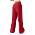 thumbnail image 5 of KDDYLITQ Womens Flare Yoga Pants High Waist Drawstring Sweatpants Wide Leg Lounge Trousers Soft Loose Pants Red XL, 5 of 5