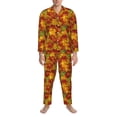 thumbnail image 3 of Daiia Vintage maple leaf autumn for Men's Long-Sleeved Pajama Set – Soft & Comfortable Sleepwear Button-Up Pajamas Cozy Lounge Wear-Large, 3 of 7