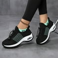 thumbnail image 2 of Womens Lace Up Sneakers Breathable Orthopedic Comfortable Non Slip Walking Shoes Casual Stretchy Athletic Sock Shoes Green Size 9, 2 of 8