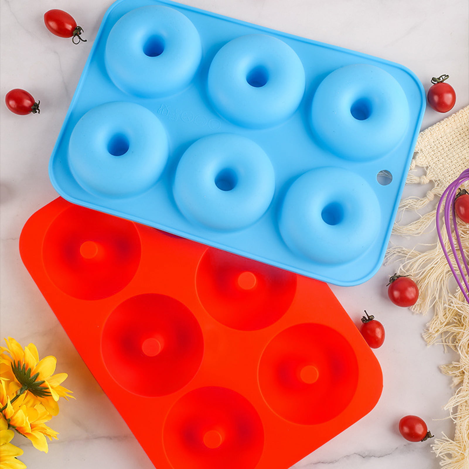 Anaeat Full Size Donut Baking Pans 3 Pack, Big Size 4 Inch Silicone Baking  Mold, Just Pop Out! Non Stick 6-Cavity Doughnut Trays for Bagels Donuts