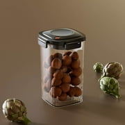 Vacuum Sealed Food Storage Container for Grains | Airtight Pressurized Canister for Pantry Organization | Transparent Plastic Jar for Dry Food, Snacks, and Kitchen Storage