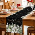 thumbnail image 5 of Christmas Table Runner 60 Inches Long Farmhouse Dress Scarves, Winter Xmas Trees Snowflakes Country Cabin Black Dining Tablerunner for Coffee Table/Kitchen Island/Party Décor, 13" x 60", 5 of 8