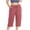 Pink, variant on Jalioing Plus Size Capris for Women Casual Solid Color Drawstring Waist Cargo Capri Pants with Multi Pocket