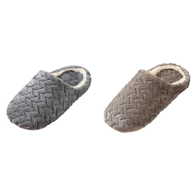 (2-Pack) Rinsvye Couple Models New Jacquard Mens Robe and Slippers Set Japanese Soft Bottom Mute Mens Fleece Slippers Velvet Slippers Non Slip Mens Spa Slippers Wooden Floor indoor Slippers