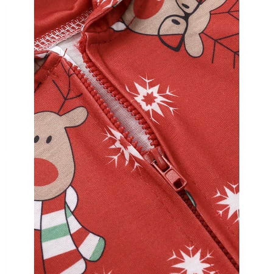 Sinhoon Christmas Family Matching Hoodie Pajamas Reindeer One Piece Jumpsuit Zipper Pjs for Adult Kids Baby
