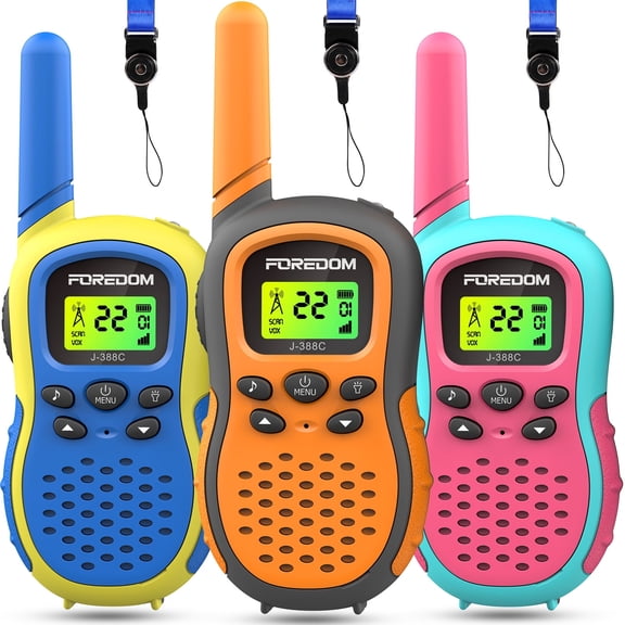 FOREDOM J388C Walkie Talkies for Kids Long Range with Lanyard, 3-Pack
