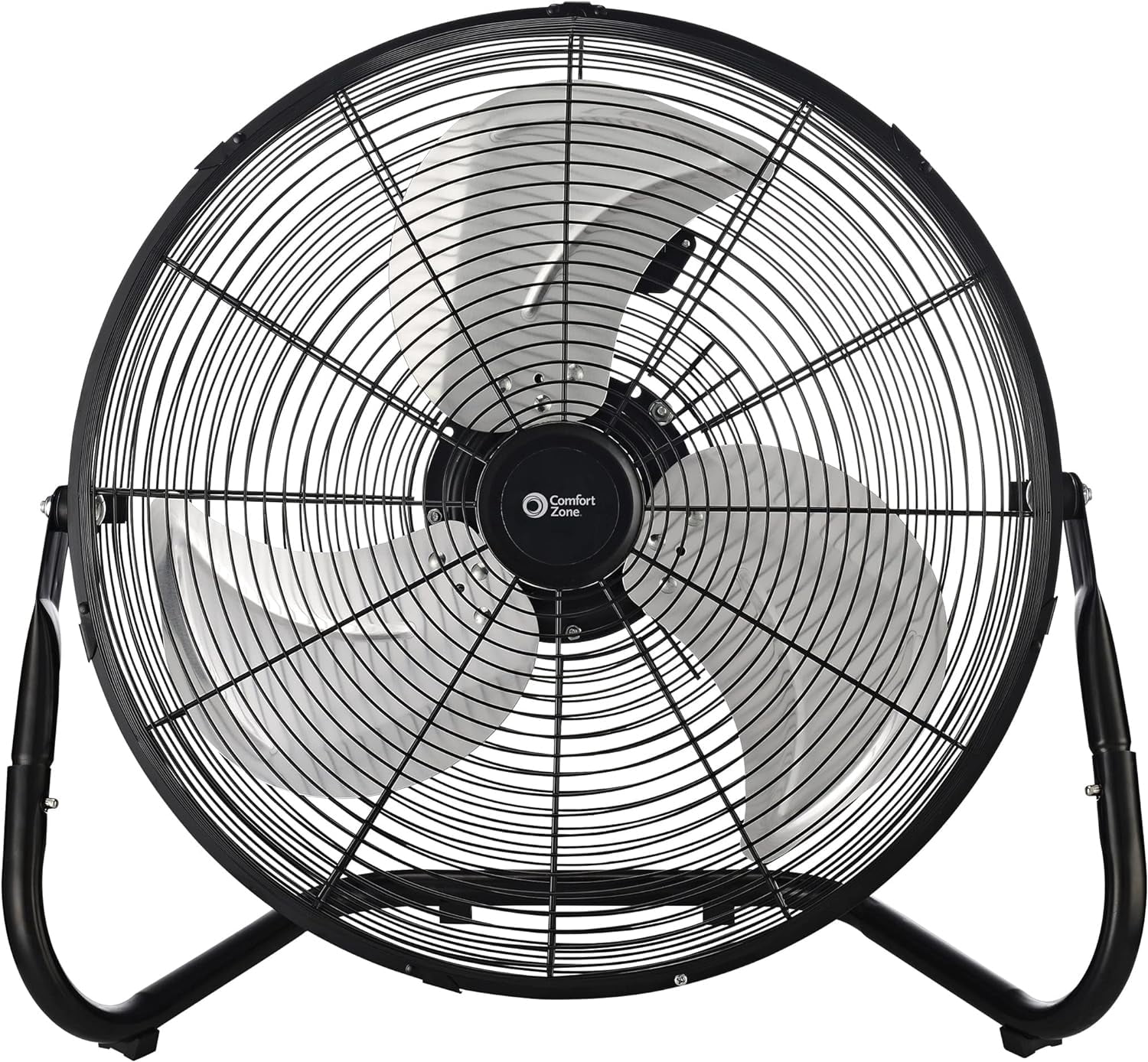 Comfort Zone 18" Metal Floor Fan with Adjustable Tilt, Carry Handle, Rubber Feet