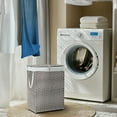 thumbnail image 4 of edx Laundry Basket with Lid, 90 L Hand-Woven PP Rattan Laundry Basket with Handle, Foldable, Removable Liner, Gray, 4 of 9