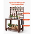 thumbnail image 5 of VEVOR Potting Bench Table, Outdoor Gardening Workstation with 45 x 26 in Stainless Steel Tabletop, Storage Shelves, 4 Casters, Hooks, Garden Planting Work Station for Outside Patio, Backyard, Brown, 5 of 9