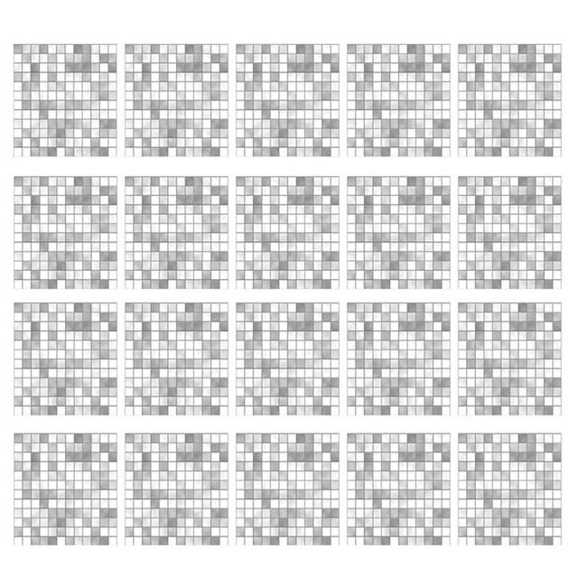 simhoa 20pcs Tiles Stickers Decals Tiles Self-adhesive Wall Pattern Waist Line Decal Gray