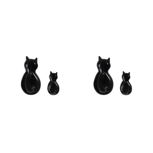 Ounissouiy Gancho en forma de animal ABS de 2 piezas, autoadhesivo de dibujos animados, estilo Simple, para el hogar, baño, pasillo, colgador de Negro 2piezas