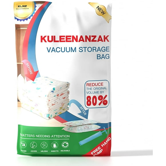 Premium Vacuum Storage Bags. 80% More Storage Hand-Pump for Travel Double-Zip Seal and Triple Seal Turbo-Valve for Max Space Saving (8 × Large) Perfect for storing winter coats
