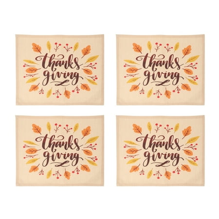 

Frcolor 4pcs Thanksgiving Themed Pattern Placemat Household Table Mat Table Decor