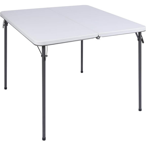34" Square White Folding Card Table - Resin Top, Collapsible Legs, Portable for Indoor & Outdoor Use
