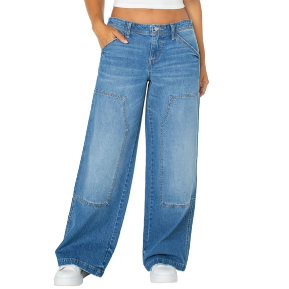 Celebrity Pink Women's Low Rise Baggy Utility Wide Leg Jeans, Sizes 1-21