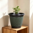 thumbnail image 4 of 12" Planter Pot with Saucer, Thickened Plastic Anti-Aging Flower Pot with Drainage Holes, Woven Texture, Plant Pot for Indoor And Outdoor Plants, Balcony, Garden, 4 of 8