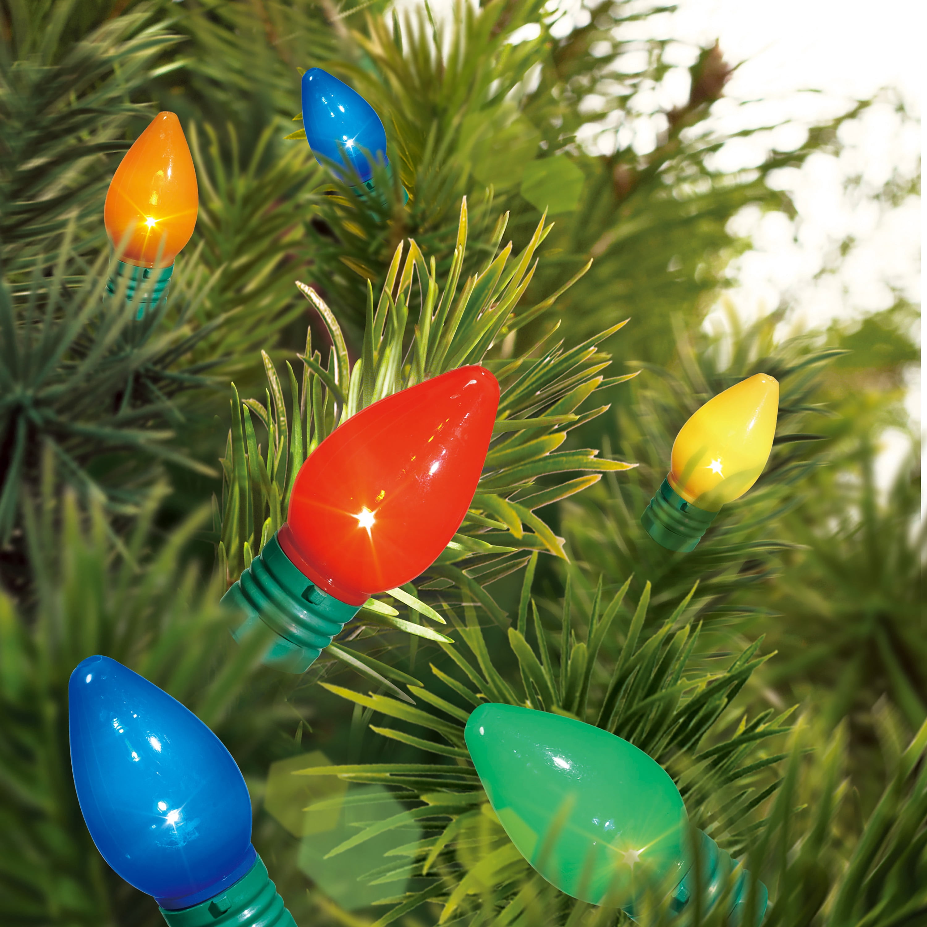 Indoor/Outdoor 25-Count Super Bright LED C7 Christmas String Lights, Ceramic Multicolor, 14', by Holiday Time