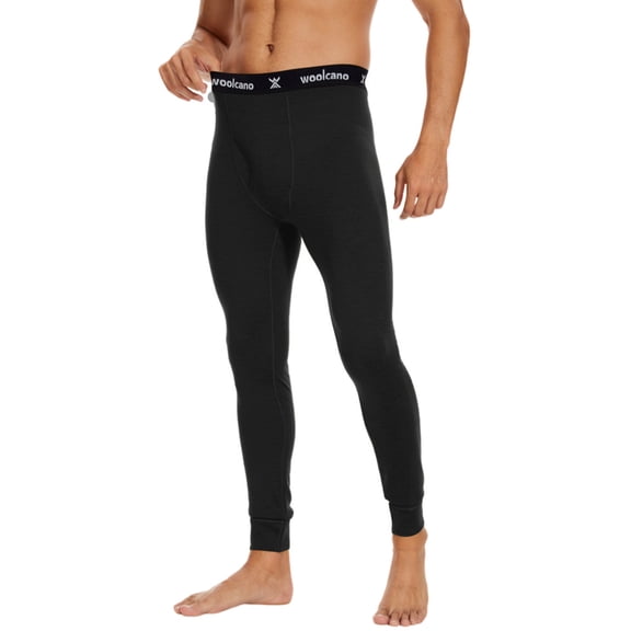 Woolcano Men's 100% Merino Wool Thermal Base Layer Bottoms, 190 GSM, Winter Long Johns for Hiking, Skiing & Outdoor Work