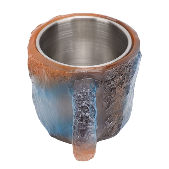 Taza De Café De Cristal Mineral, 320 Ml De Resina Elegante Taza De Diseño De Cristal De Acero Inoxidable Con Ergonómico Para La Oficina De Cocina De La Cocina En Casa.