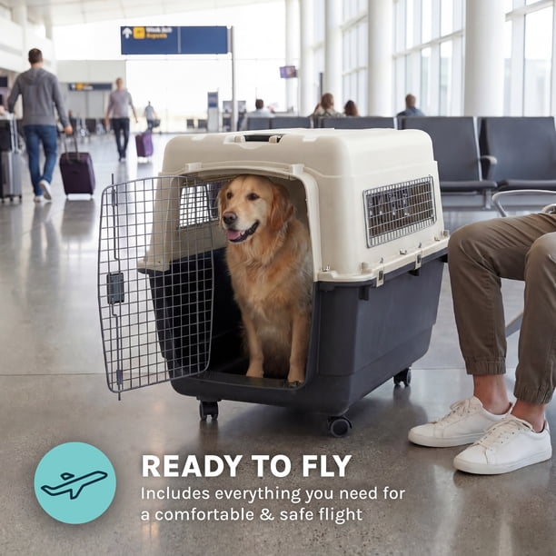 SportPet Designs Airline Approved Plastic Dog Kennel with Wheels