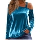thumbnail image 2 of Karight Women's Velvet Tops Off Shoulder Casual Solid Holiday Blouse Casual Fashion Long Sleeve Party Tunic Shirts, 2 of 5