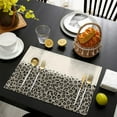 thumbnail image 3 of Romantic Cheetah Print Table Placemats Set of 6, Flax Linen Heat Resistant Wrinkle Free Mats with Abstract Animal Design for Aesthetic Dining Room, 3 of 5