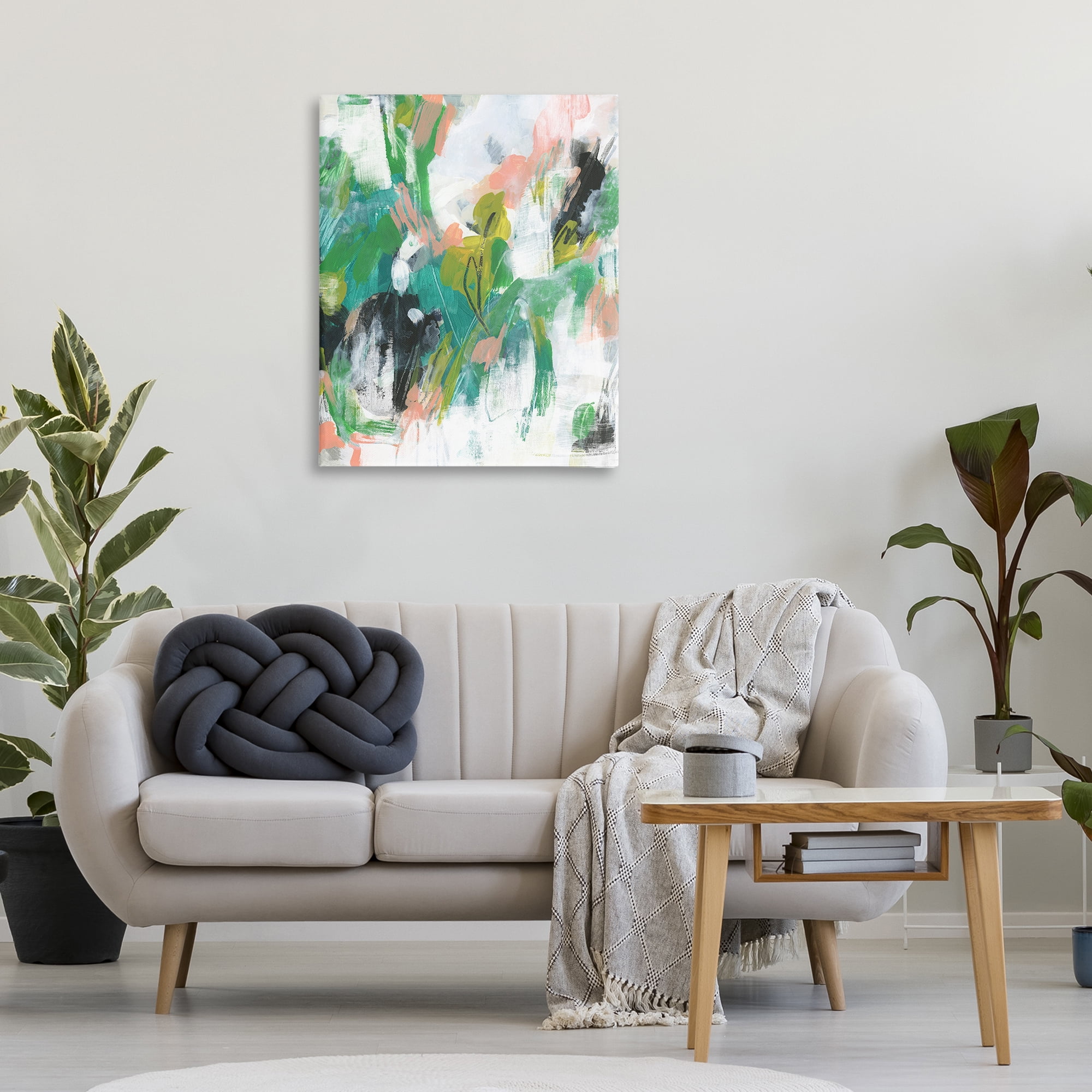 Stupell Industries Chaotic Green & Pink Abstract Abstract Painting Gallery Wrapped Canvas Art Print Wall Art, 30 x 40
