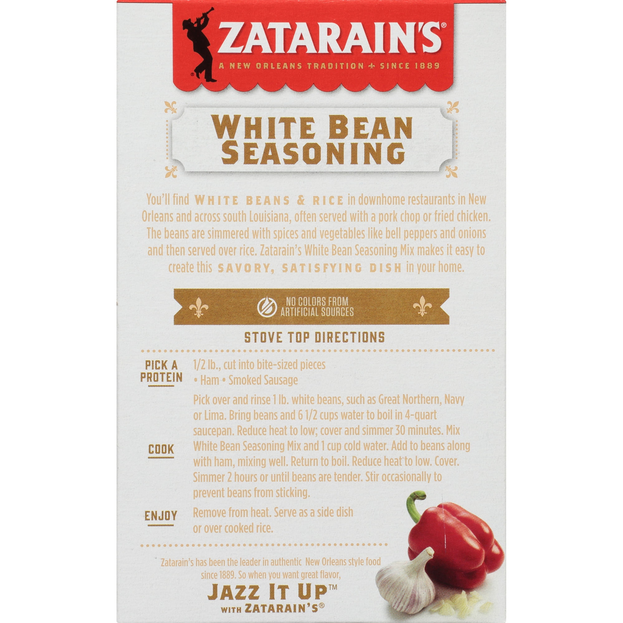 (8 pack) Zatarain's White Bean Seasoning, 2.4 oz