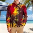 thumbnail image 2 of BiZtdJrK Mens Tropical Floral Hawaiian Shirts Button Down Long Sleeve Lapel Shirt Summer Beach Tops Holiday Outfits, Orange, XXXXXL, 2 of 8