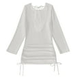 thumbnail image 3 of Womens Swimsuit Cover Up Crochet Coverups Hollow Out Long Sleeve Drawstring Bathing Suits Swim Coverup, 3 of 4