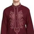 thumbnail image 2 of SKAVIJ Kurta Pajama Set for Men Long Sleeve Cotton Party CasualRed XL, 2 of 6