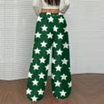 thumbnail image 4 of Palazzo Pajama Pants Women Fuzzy Wide Leg Fleece Pj Bottoms Soft Fluffy Star Print Pajama Pants 2025 Fashion Comfy Elastic Waist Pjs Sleep Bottoms Dark Green M, 4 of 5