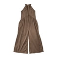 thumbnail image 3 of Favoffer Women's Deep V Neck Jumpsuit Sleeveless Loose Wide Leg Side Pocket Casual One Piece Outfit Fashion Daily Bottom for Party Indoor Leisure, 3 of 5