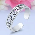 thumbnail image 3 of 4mm Filigree Design Toe Band Ring 925 Sterling Silver Thin Adjustable Stylish Rings For Women, 3 of 5