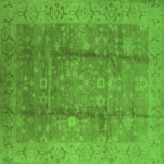 Ahgly Company Indoor Square Oriental Green Industrial Area Rugs, 4' Square