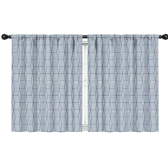 Blackout Kids Curtains,Blue Geometric Striped Pattern Childrens Insulated Curtains Set Of 2,Bedroom Essentials,Toddler Room Decor 42x54in(106x137cm)