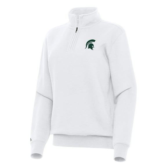 Women's Antigua White Michigan State Spartans Victory Quarter-Zip Sweatshirt