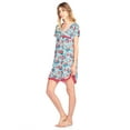 thumbnail image 3 of Casual Nights Women's Rayon Short Sleeve Floral Dorm Sleepwear Nightshirt - Aqua - XX-Large, 3 of 5