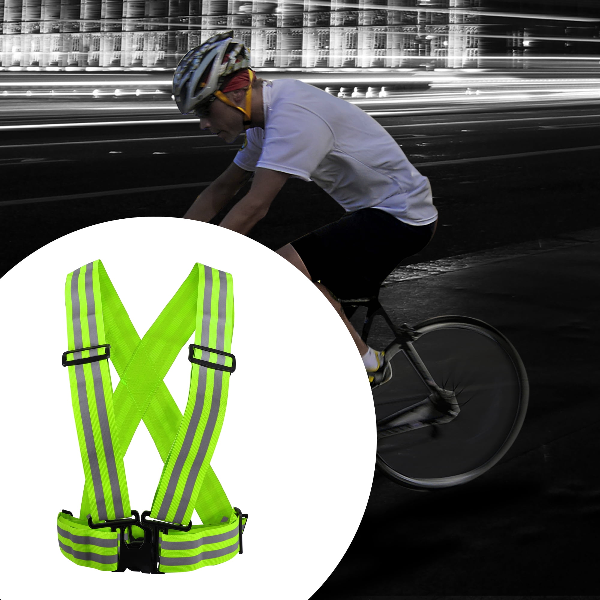 Unique Bargains High Visibility Safety Walking Cycling Reflective Vest Green