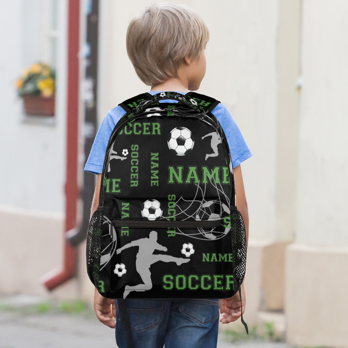 Jiaoprinted Custom Soccer Backpack with Name, Personalized Lightweight Casual Daypack for Women Men, Customized 18 Inch Travel Back Pack