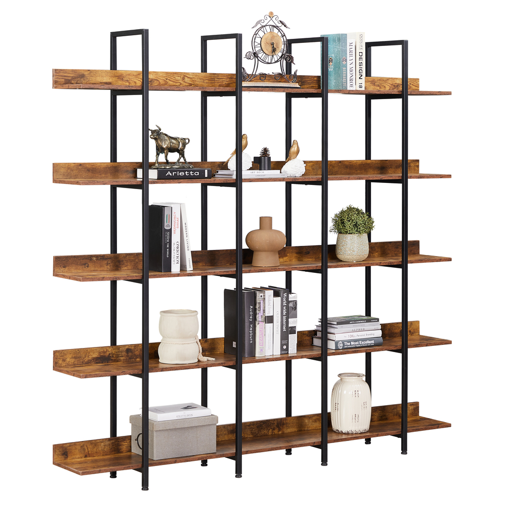 5 Tiers Large Etagere Bookcase, Open Shelves Storage Bookcases with