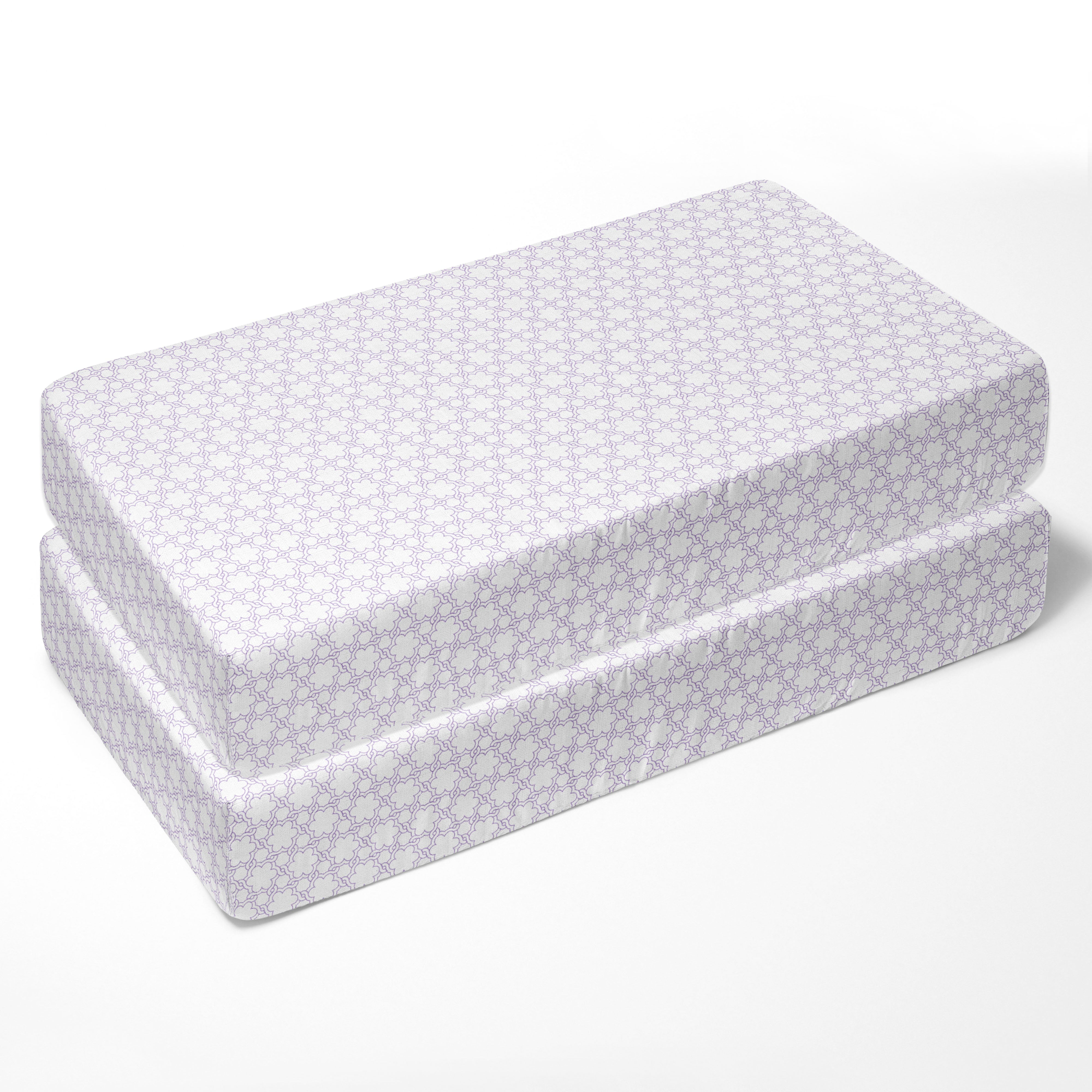 Bacati - Petal Floral Lilac Muslin Crib or Toddler Bed Fitted Sheet 100% Cotton Muslin