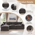 thumbnail image 4 of Ucloveria 116.5" L-Shaped Modular Sectional Couch With Ottoman, Cup Holders & Charging Ports - Chenille Cloud Couch, 4-Seat Deep Seat Sofa For Living Room, Apartment,Gray, 4 of 8