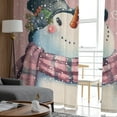 thumbnail image 4 of Vintage Snowman, Sheer Curtains 72 Inches Long 2 Panels Set, Window Sheer Curtains for Living Room/Bedroom, Blush Pink Christmas Snowflak Light Filtering Rod Pocket Curtain 52'' x 72'' x 2, 4 of 7