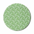 thumbnail image 1 of Floral Mouse Pad for Computers, Hand Drawn Summer Theme Depiction of Pinnate Leaves in Repeated Pattern, Round Non-Slip Thick Rubber Modern Mousepad, 8" Round, Lime Green and White, by Ambesonne, 1 of 2