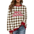 thumbnail image 2 of Craaazy Christmas Men And Women's Vintage Plaid Printed Letter Printing Round-neck Casual Sporty Long-sleeved Fleece Sweatshirt Tops Gifts For Women, 2 of 9